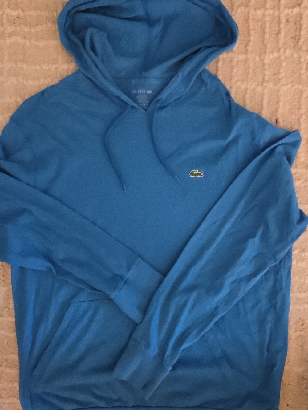 Lacoste Men's Lightweight Long Sleeve Pullover Jersey Hoodie Blue Size 6 / US XL